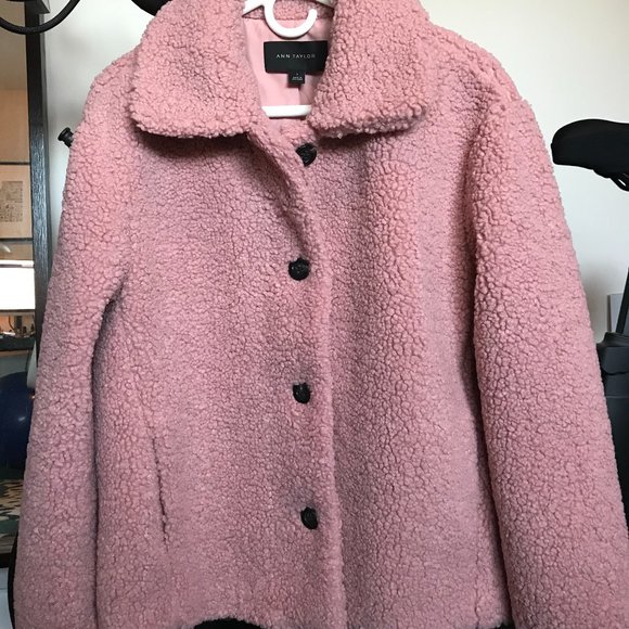 Ann Taylor Pink Short Teddy Coat | Poshmark